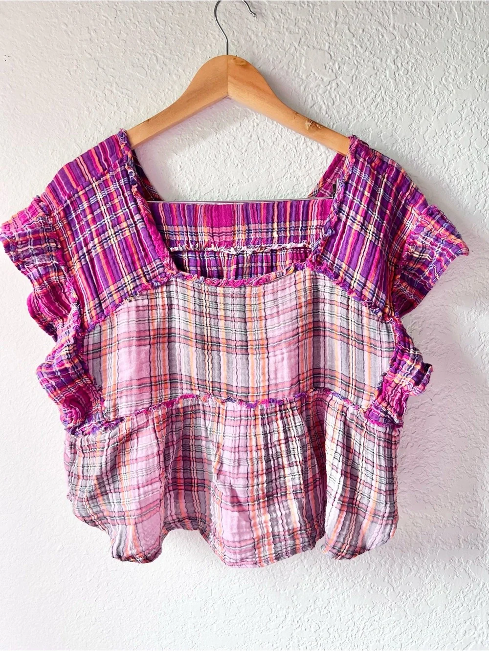 Anthropologie Gauzy Cotton Plaid Matching Set Sz S